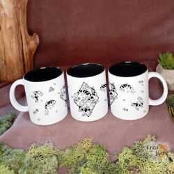 Groupe de Koï et fleur de sakura, mug blanc et noir