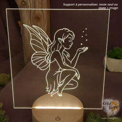 Lumière led gravé et personnalisé avec une fée