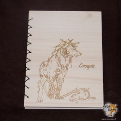 Carnet bois personnalisable Loup