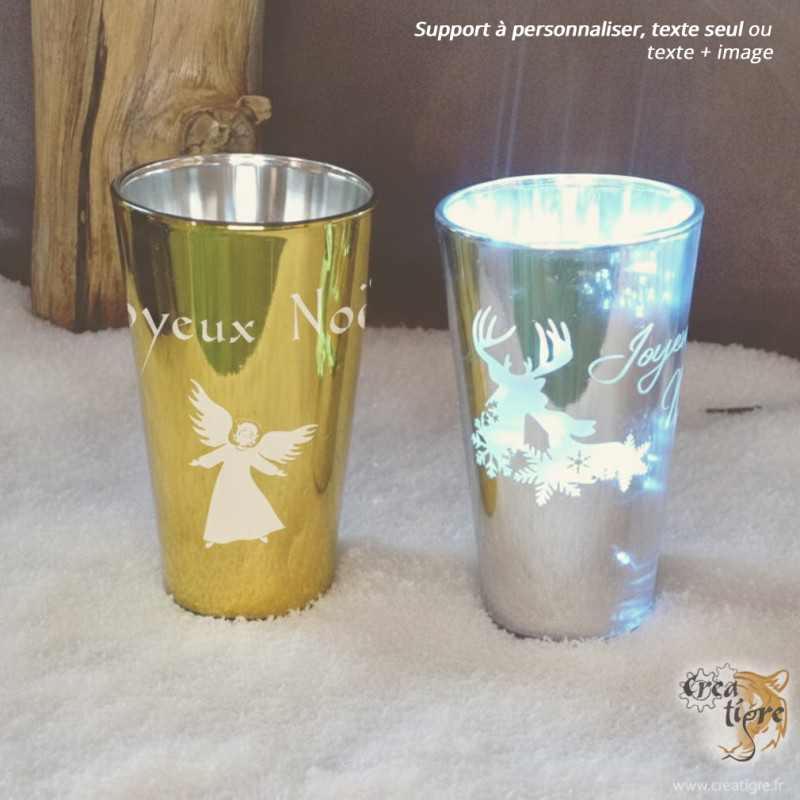 Bougeoir de Noël à personnalisé doré ou argenté édition limité