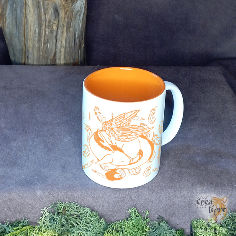 Tasse Dragon du Ciel – Mug fantasy blanc intérieur orange