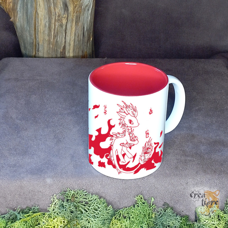 Tasse dragon du feu gravure