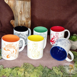 Collection de tasse gravé dragon des éléments