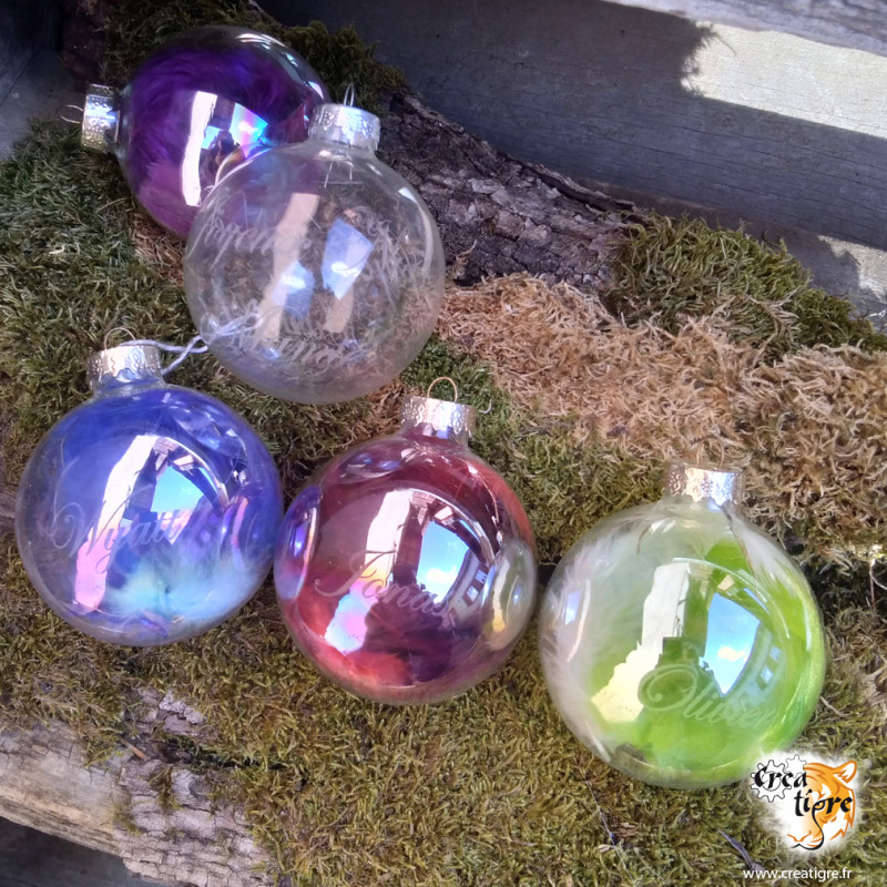 Boule de Noël en verre à graver et personnaliser pour offrir